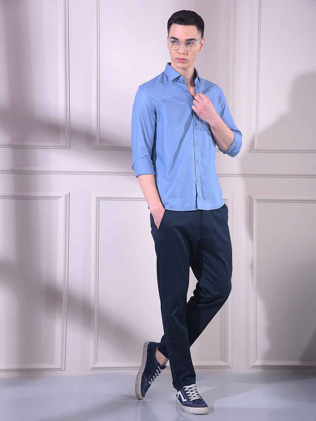 Sky Blue Soft Cotton Blended Shirt