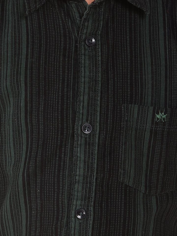 Green Printed 100% Cotton Corduory Shirt