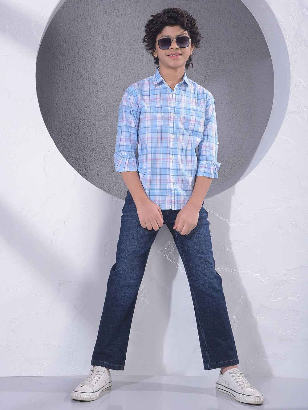 Blue Checked 100% Cotton Shirt