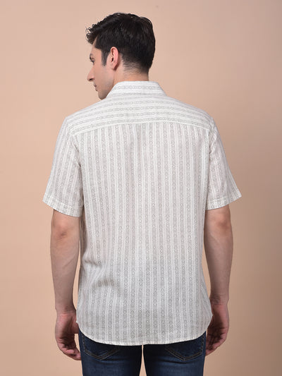 Urban Straight White Printed Shirt