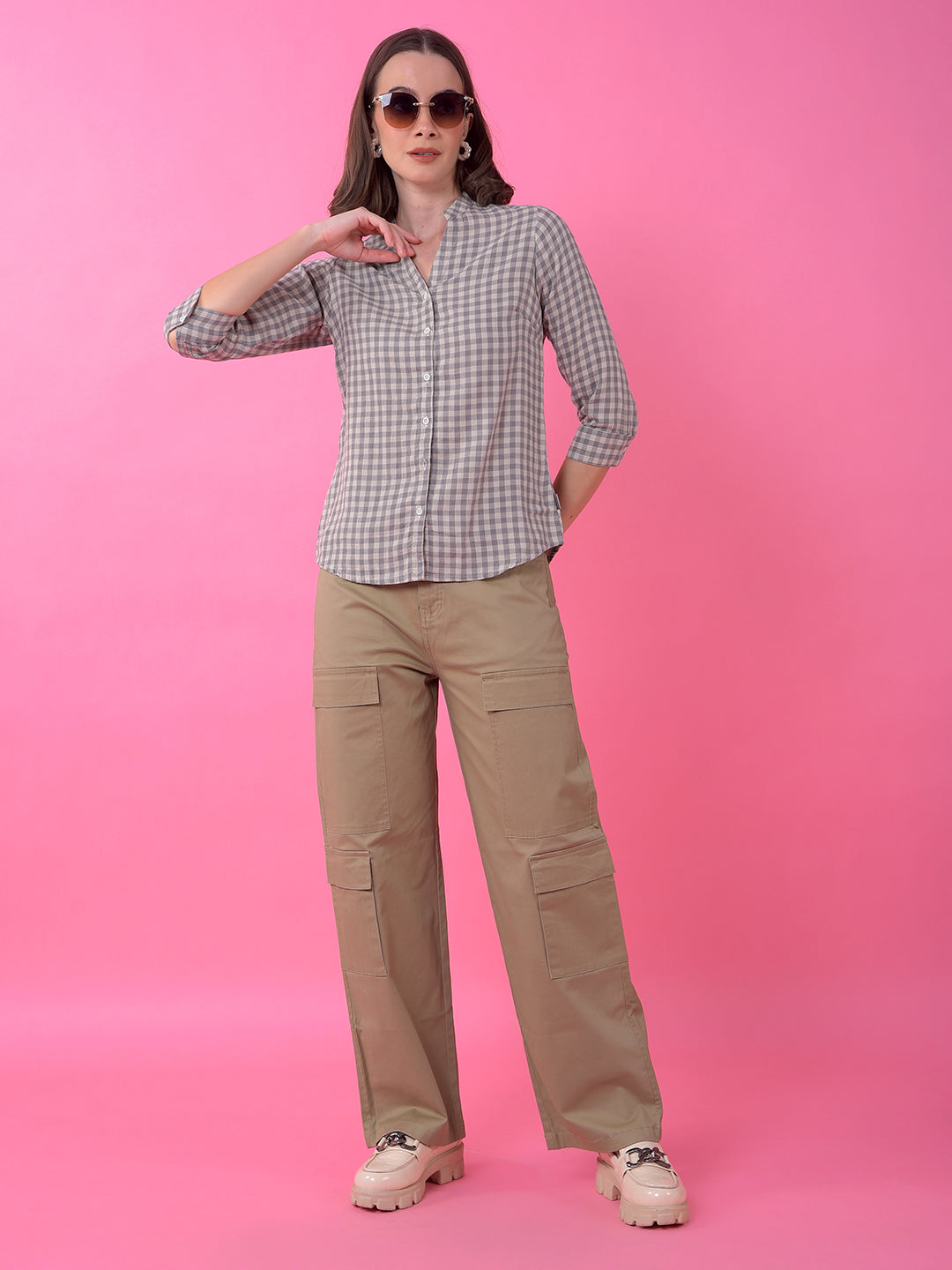 Khaki Baggy Cargo Trousers