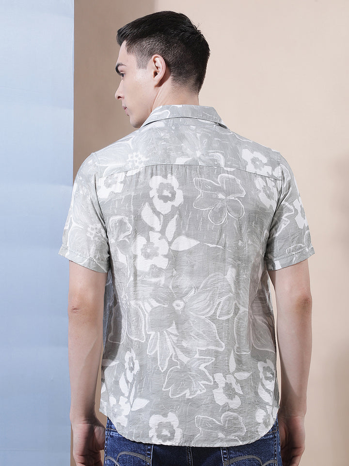 Green Floral Printed Shirt