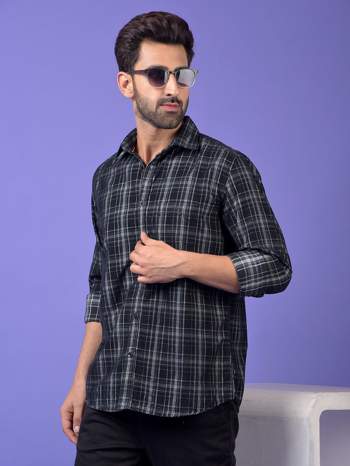 Black Checked Corduroy Shirt