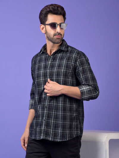 Black Checked Corduroy Shirt