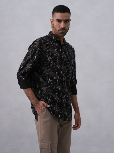 Black Abstract Print Shirt
