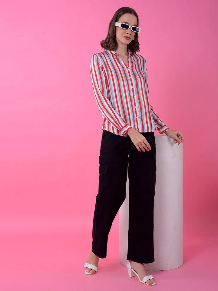 Red Vertical Stripes 100% Modal Shirt