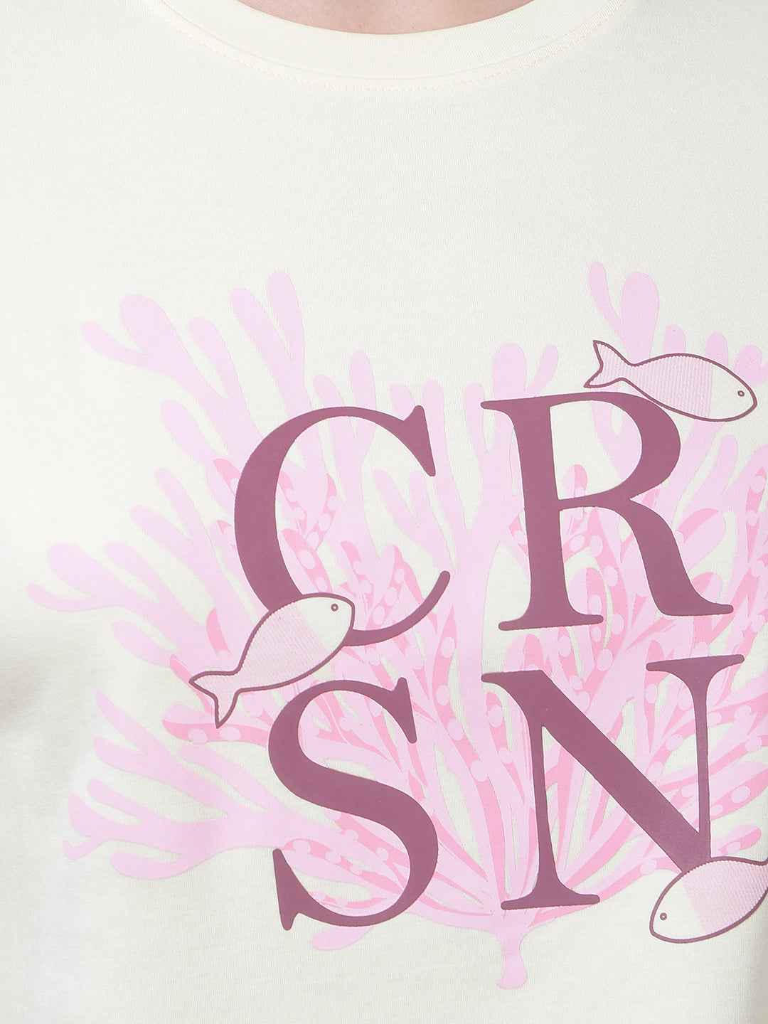 Yellow Typographic Print Cropped T-Shirt