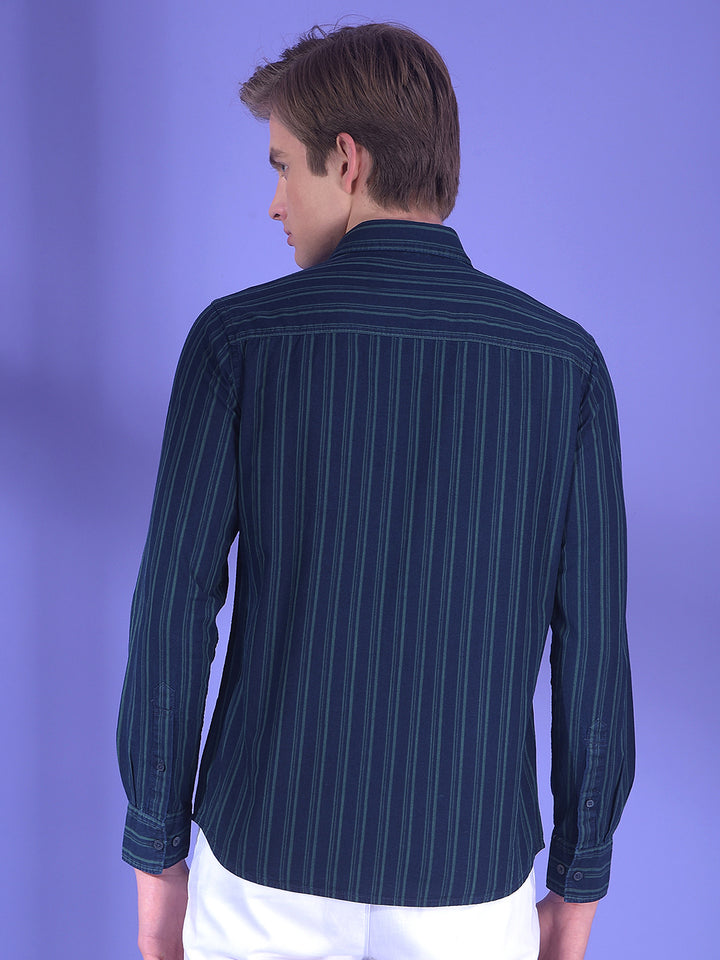 Blue Vertical Stripes 100% Cotton Shirt