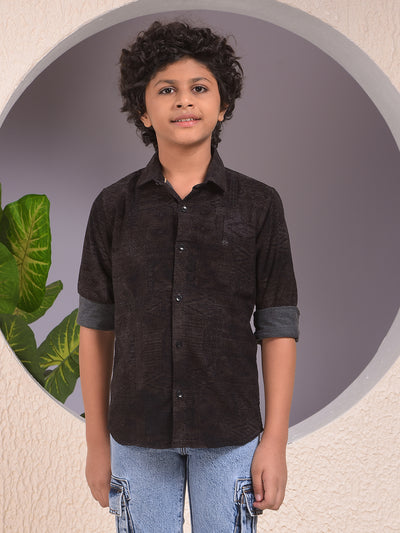 Brown Printed Corduory Shirt