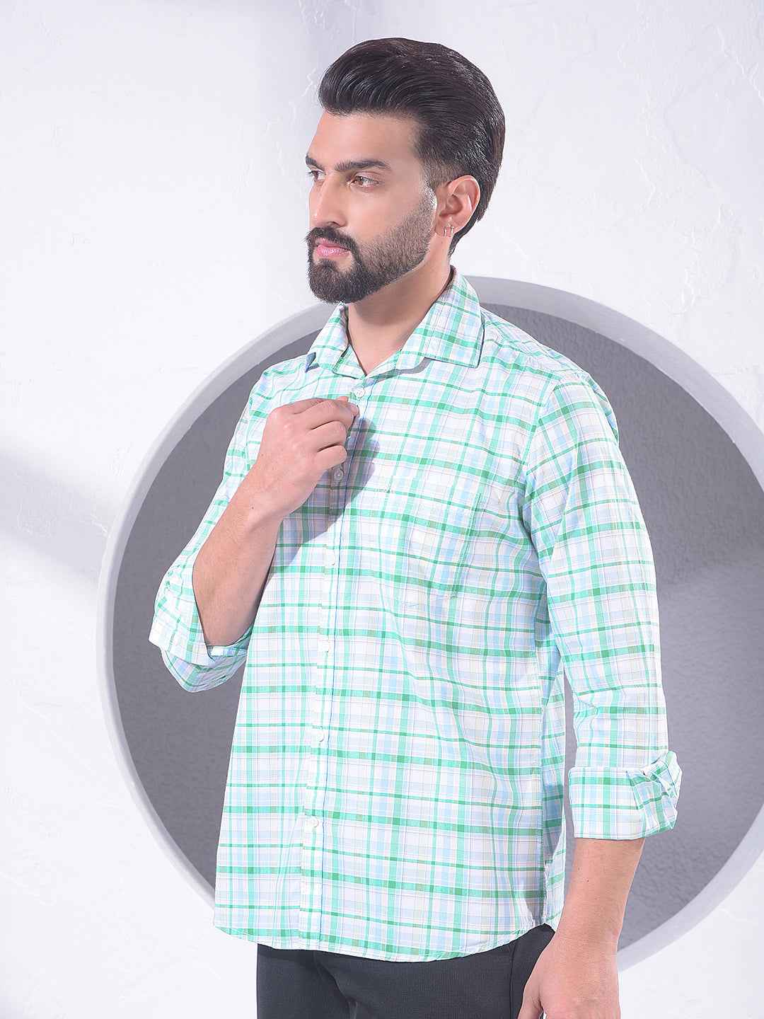 Green Checked 100% Cotton Shirt