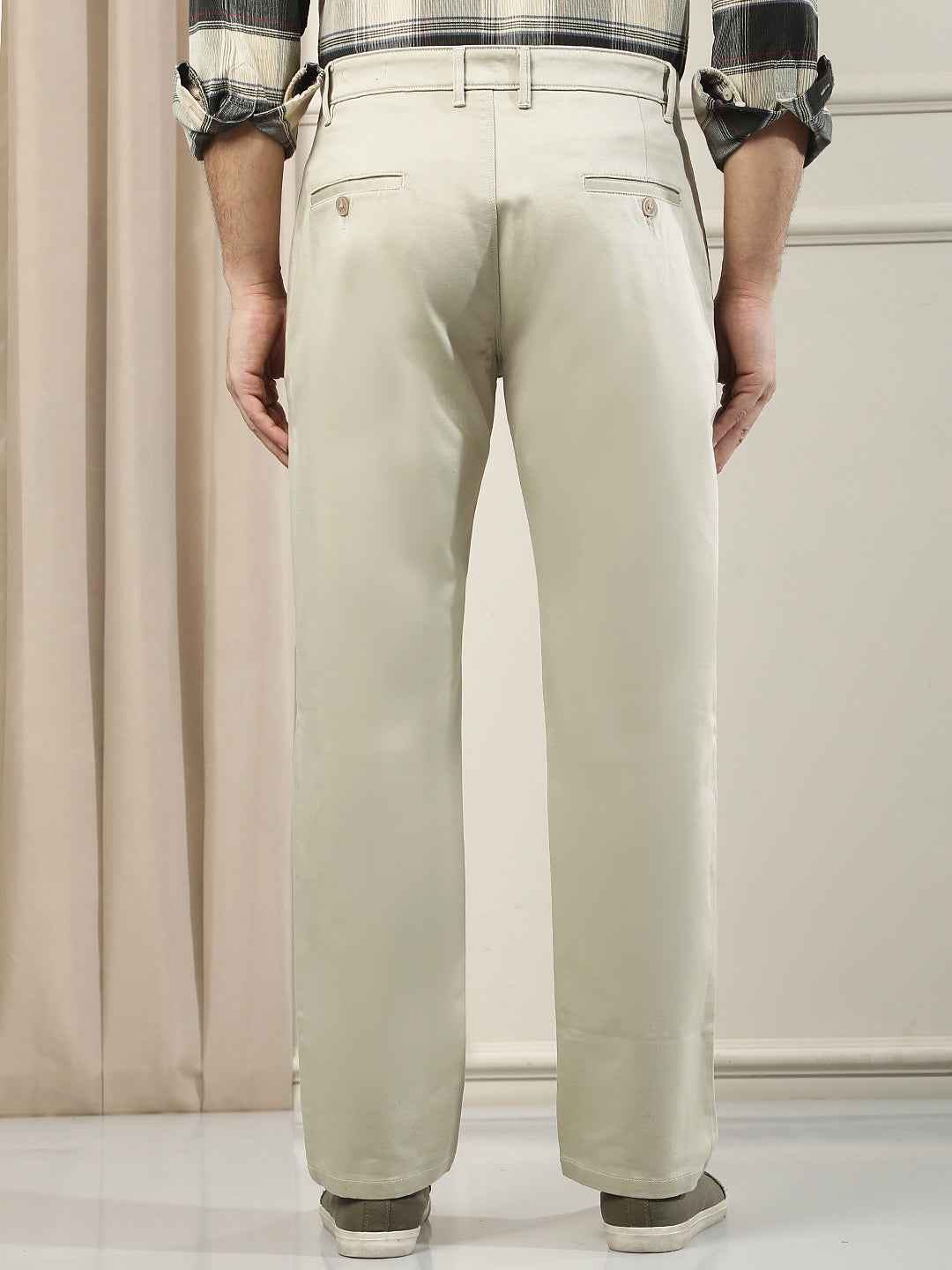 Beige Straight Trousers