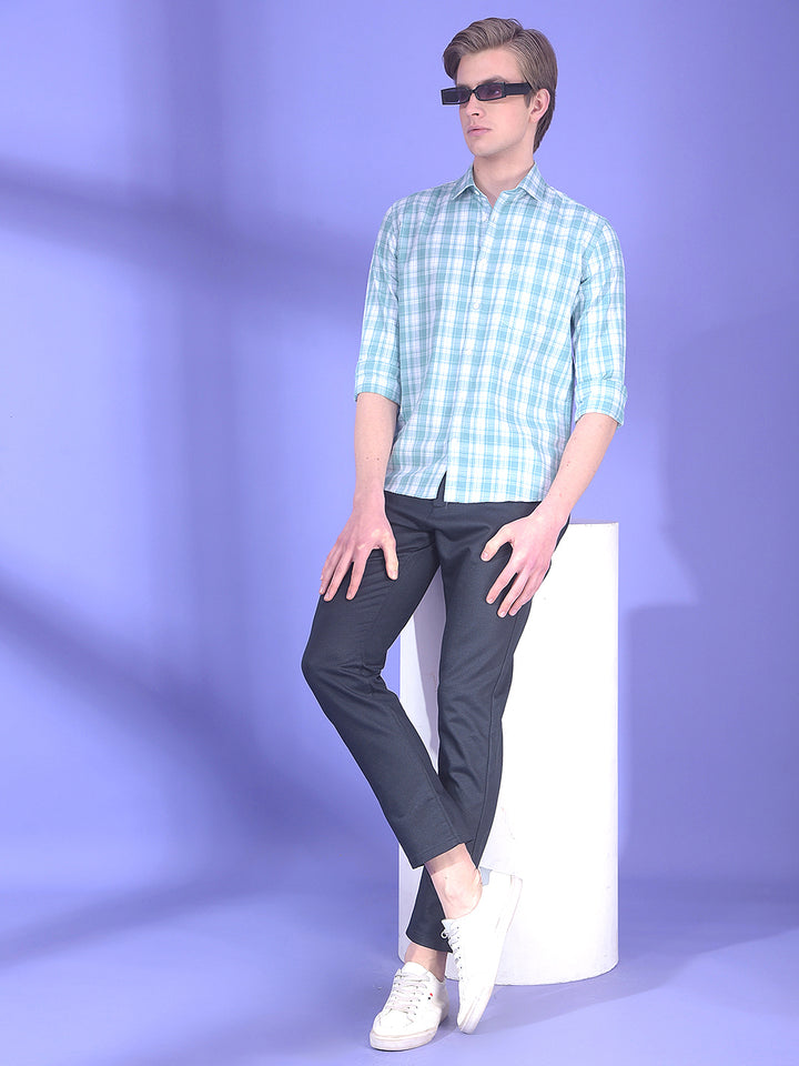 Blue Checked 100% Cotton Shirt