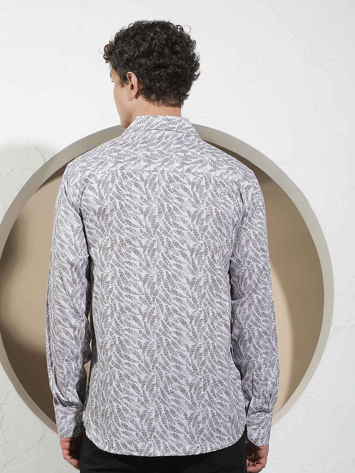 Grey Floral Print Shirt