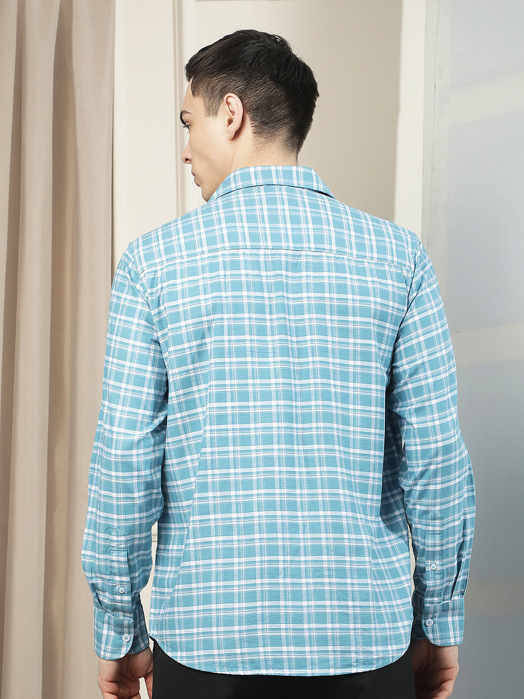 Chic Ocean Blue Checked Shirt