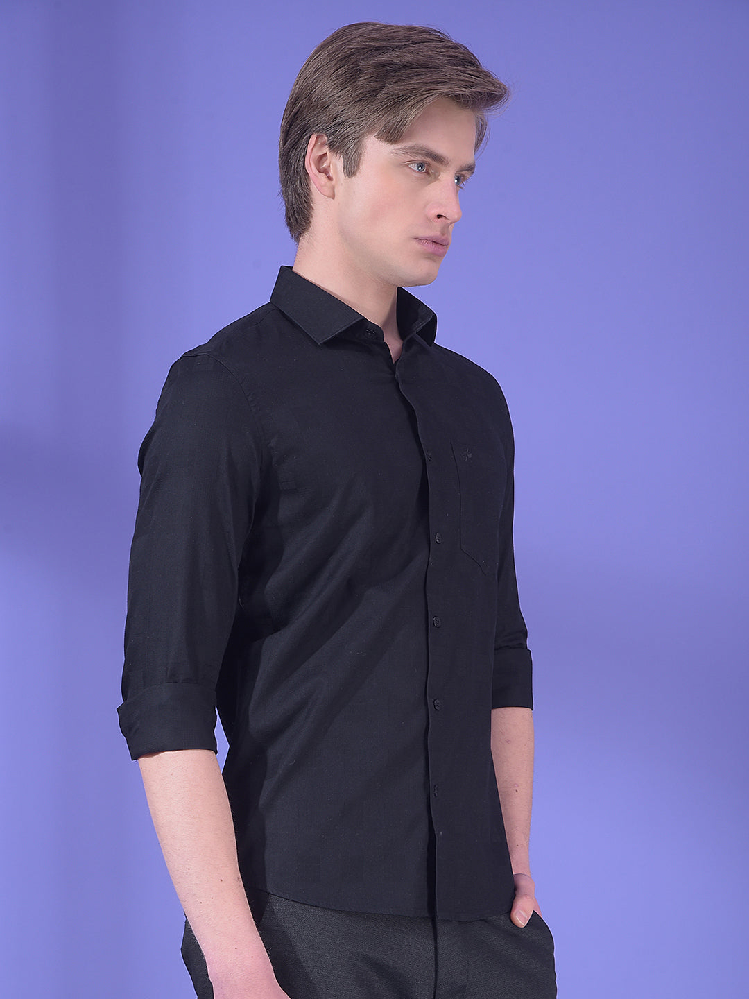 Black Jacquard 100% Cotton Shirt