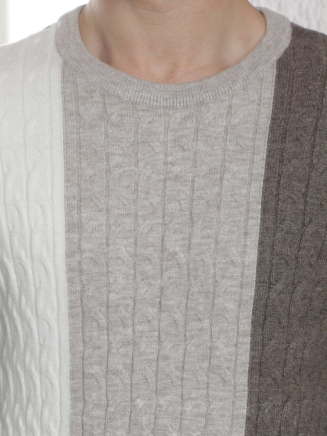 Brown Jacquard Acrylic Sweater