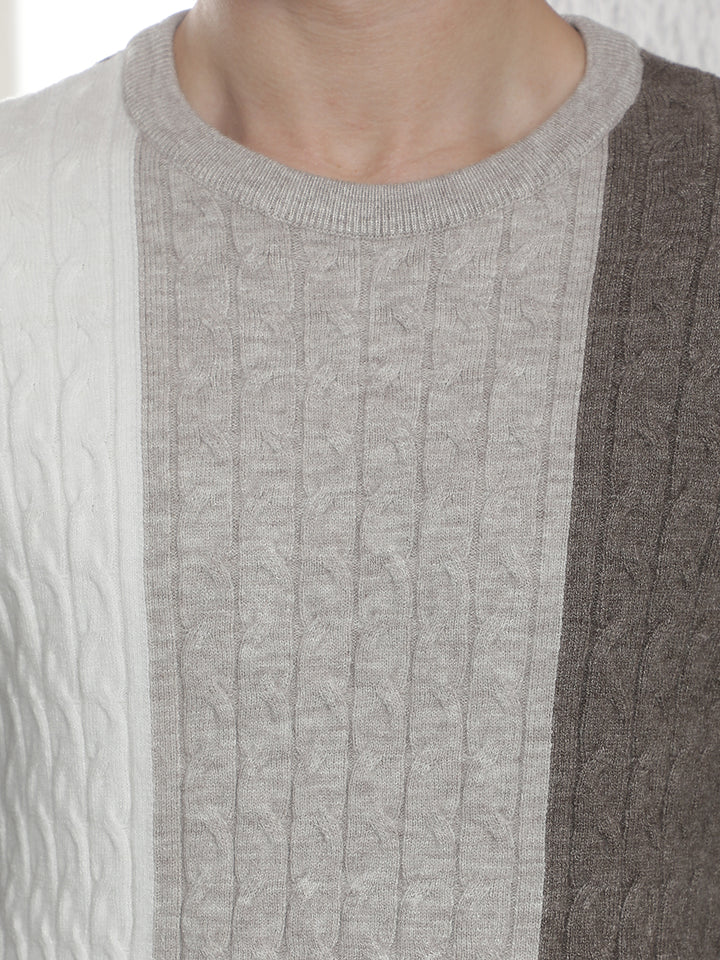 Brown Jacquard Acrylic Sweater