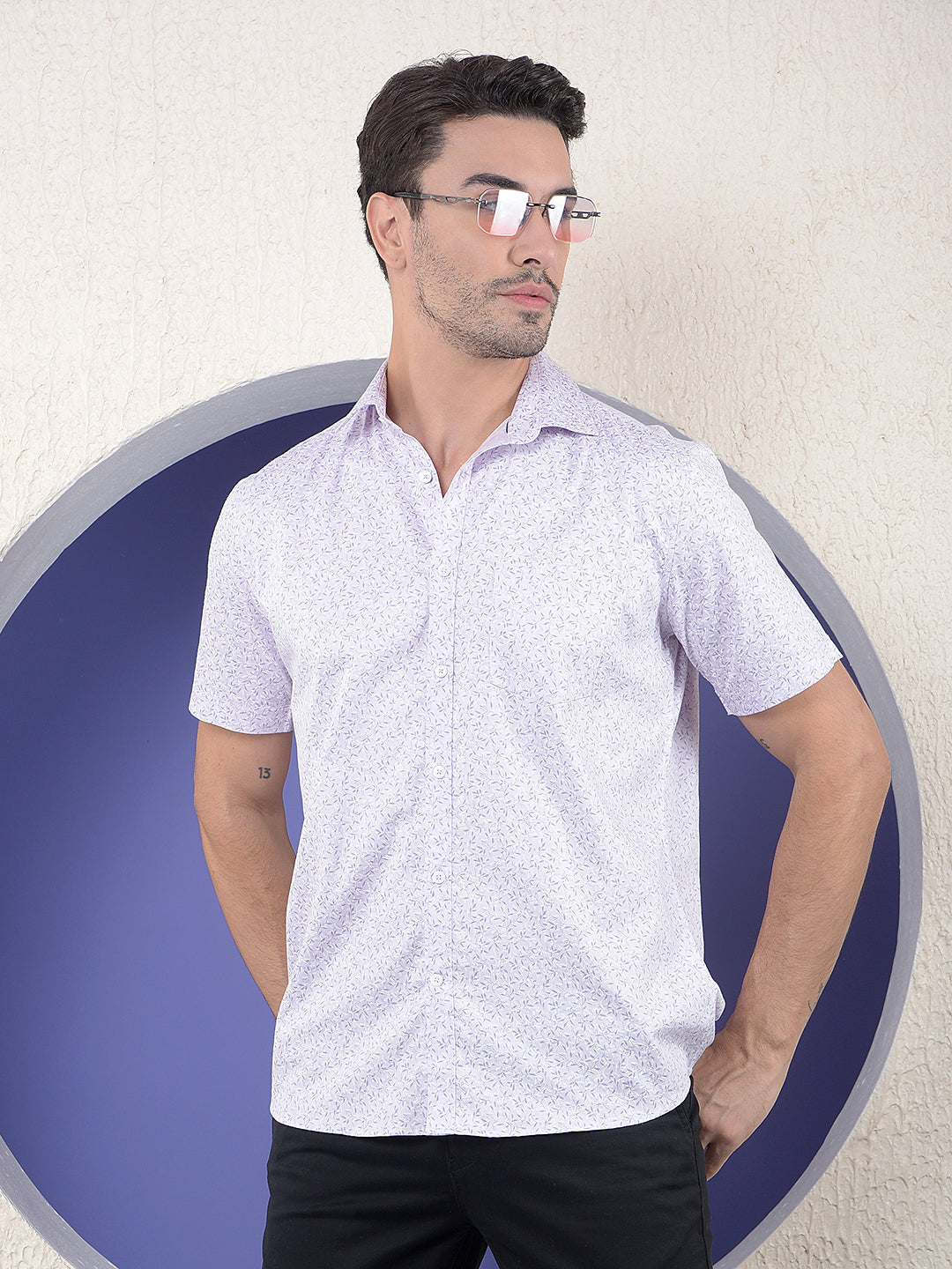 Purple Floral Printed Shirt