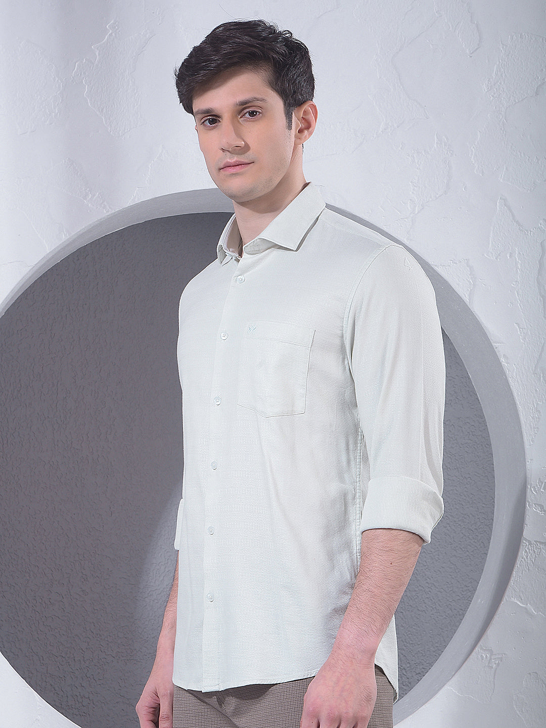 Textured Green Jacquard Shirt