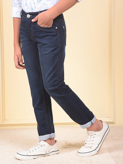Trendy Slim Fit Navy Blue Jeans