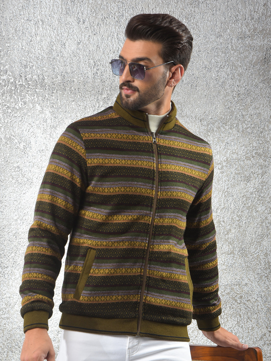 Green Jacquard Reversible Jacket