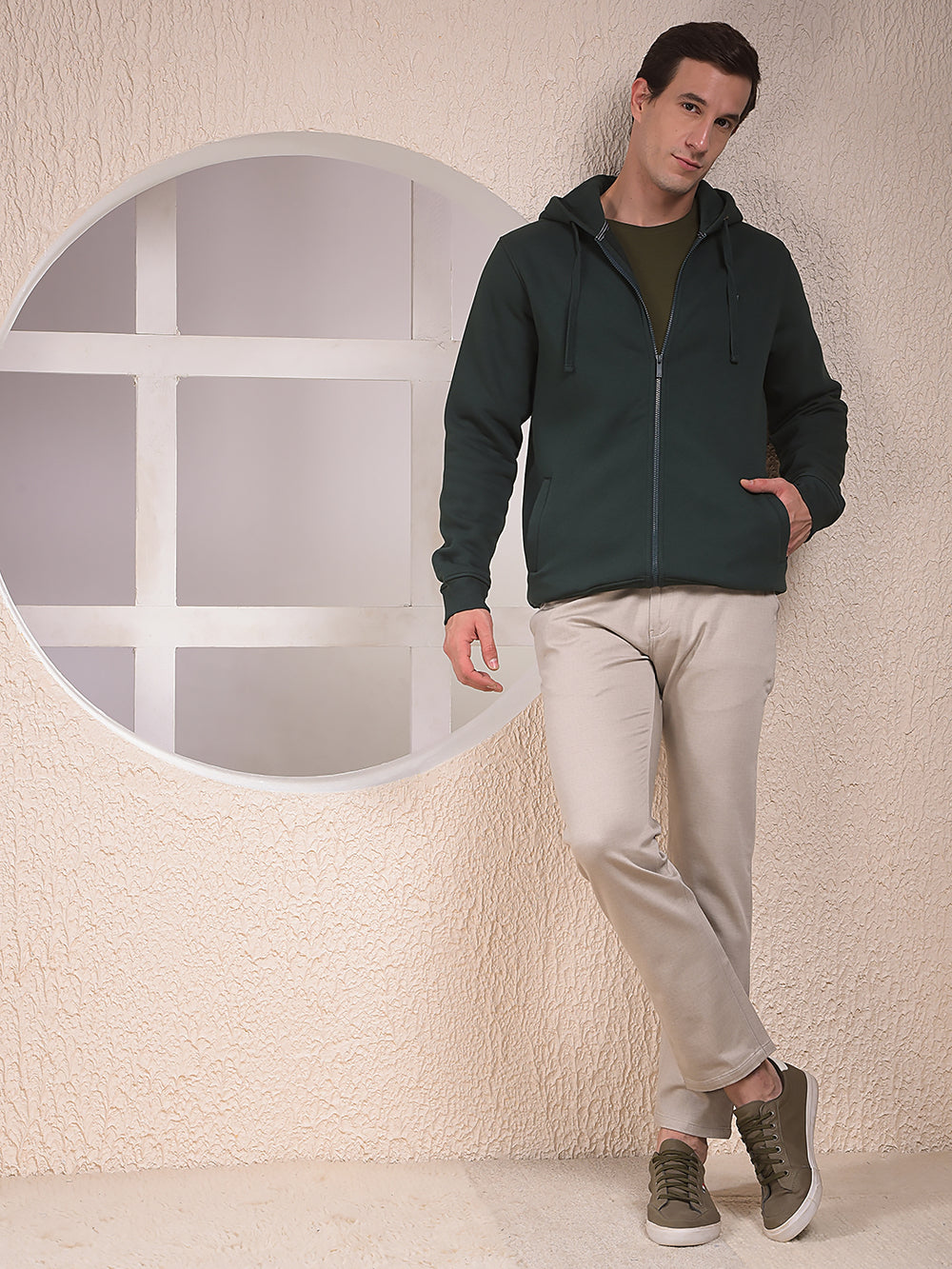 Green Hooded Neck Sweatshirt