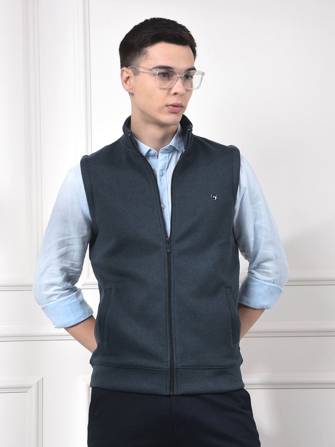 Gritty Blue Sleeveless Sweatshirt