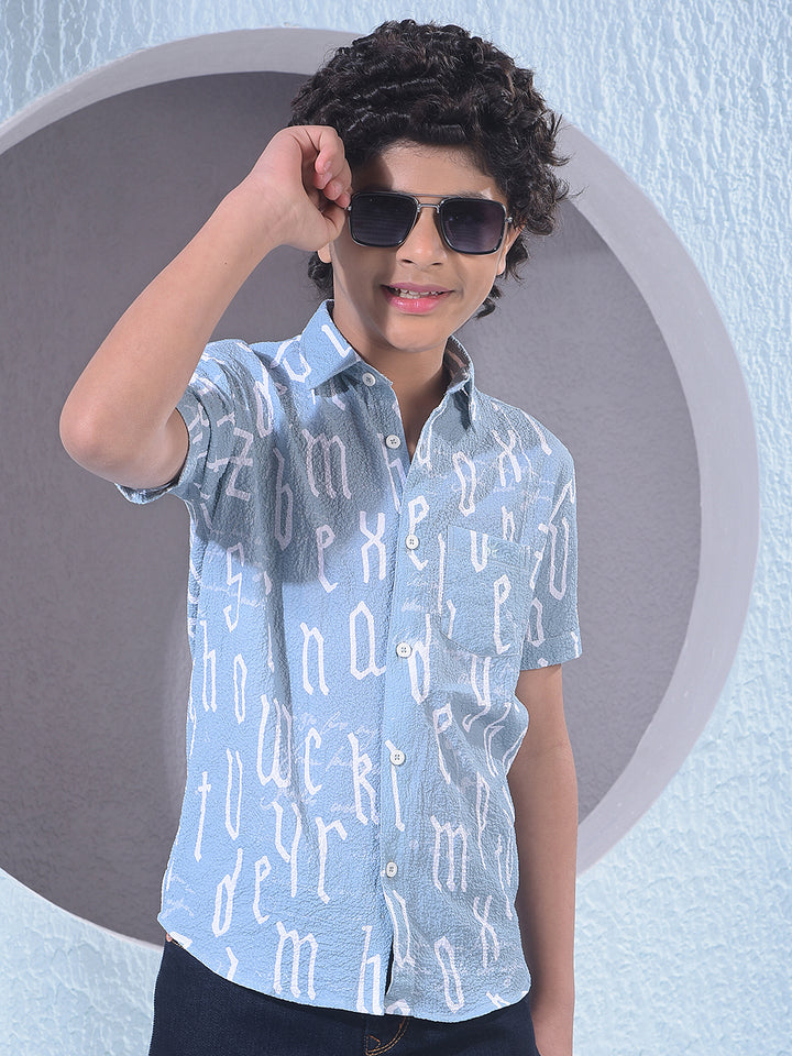 Green Typographic Print Shirt-Boys Shirts-Crimsoune Club