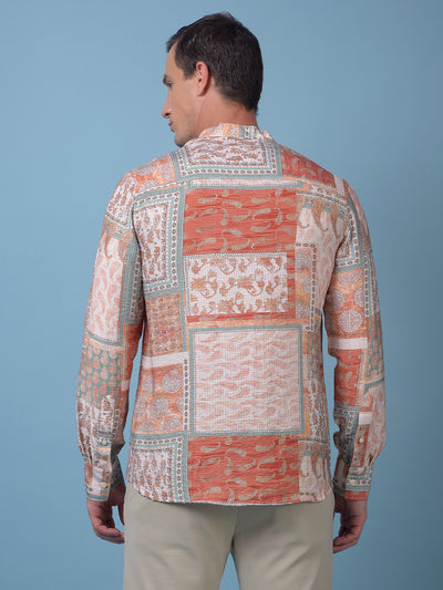 Orange Printed Shirt