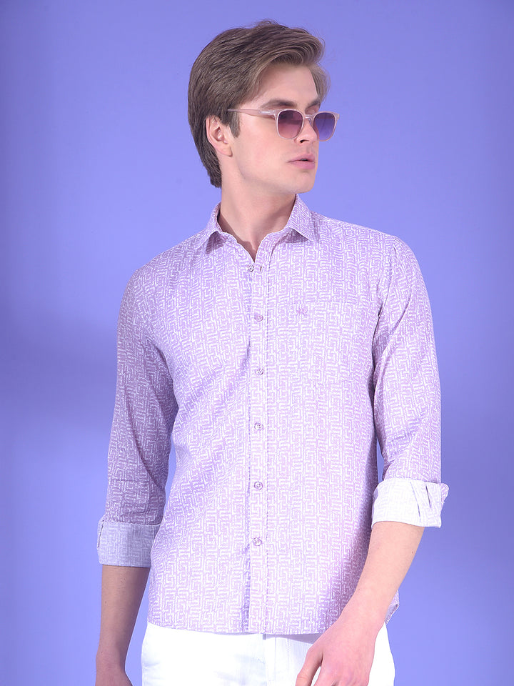 Refined Purple Textured Print Shirt