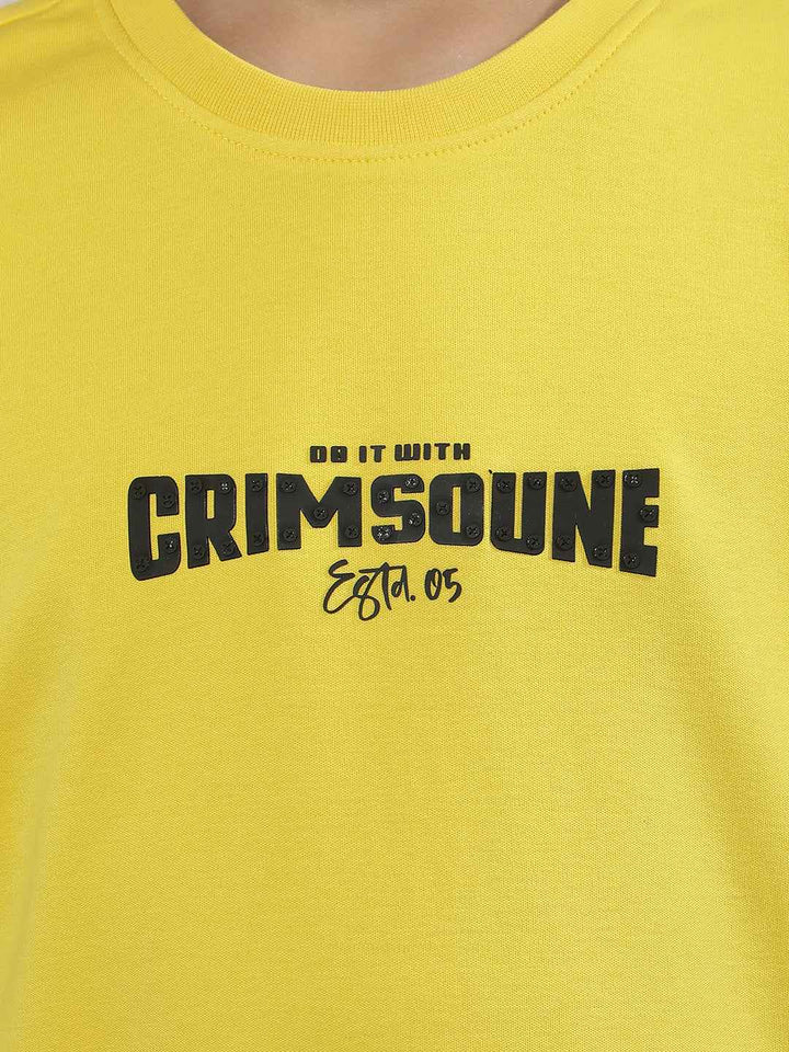 Yellow Typographic 100% Cotton T-Shirt