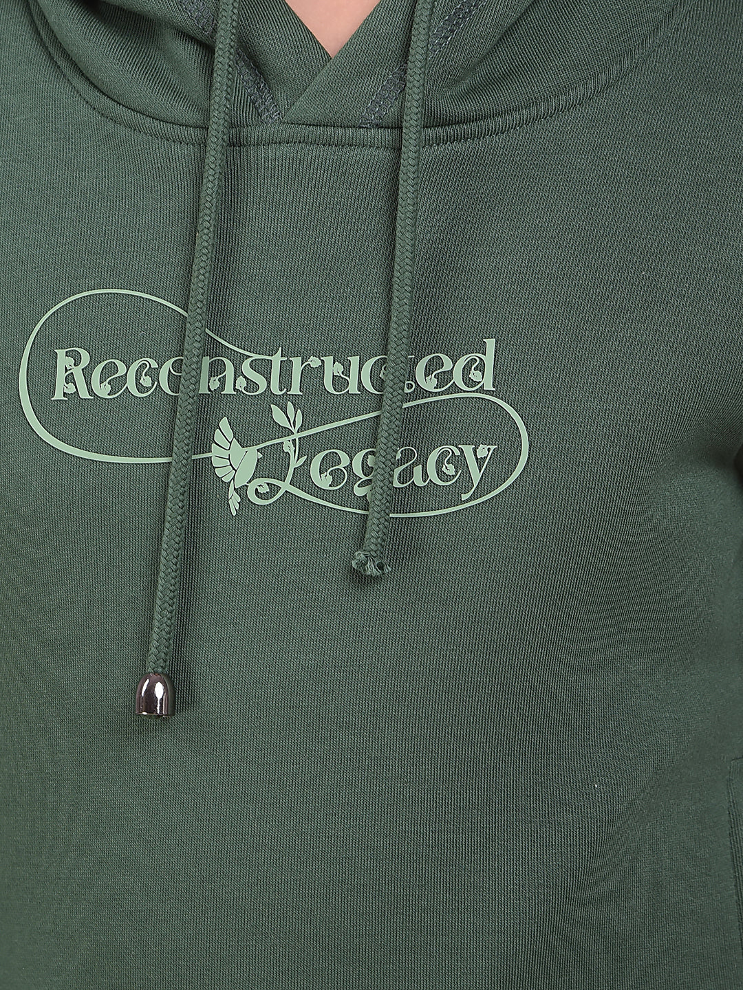 Green Typographic Print Hooded Neck Sweatshirt