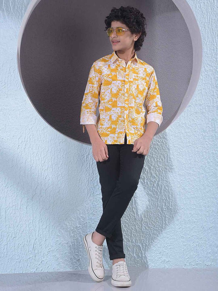 Mustard Floral Print Shirt