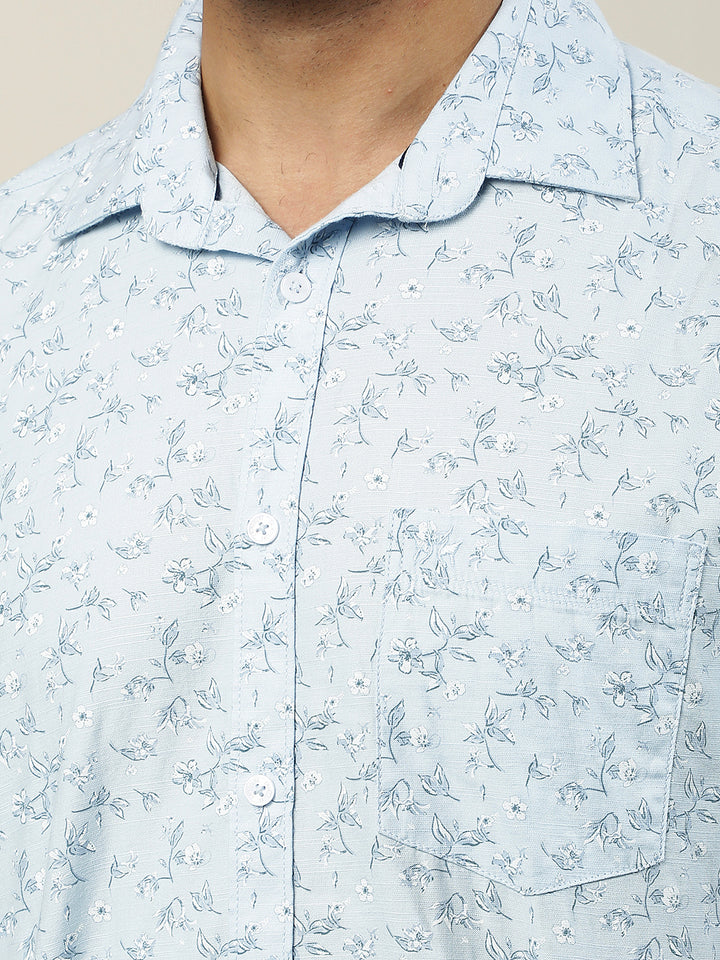 Blue Floral Print Shirt