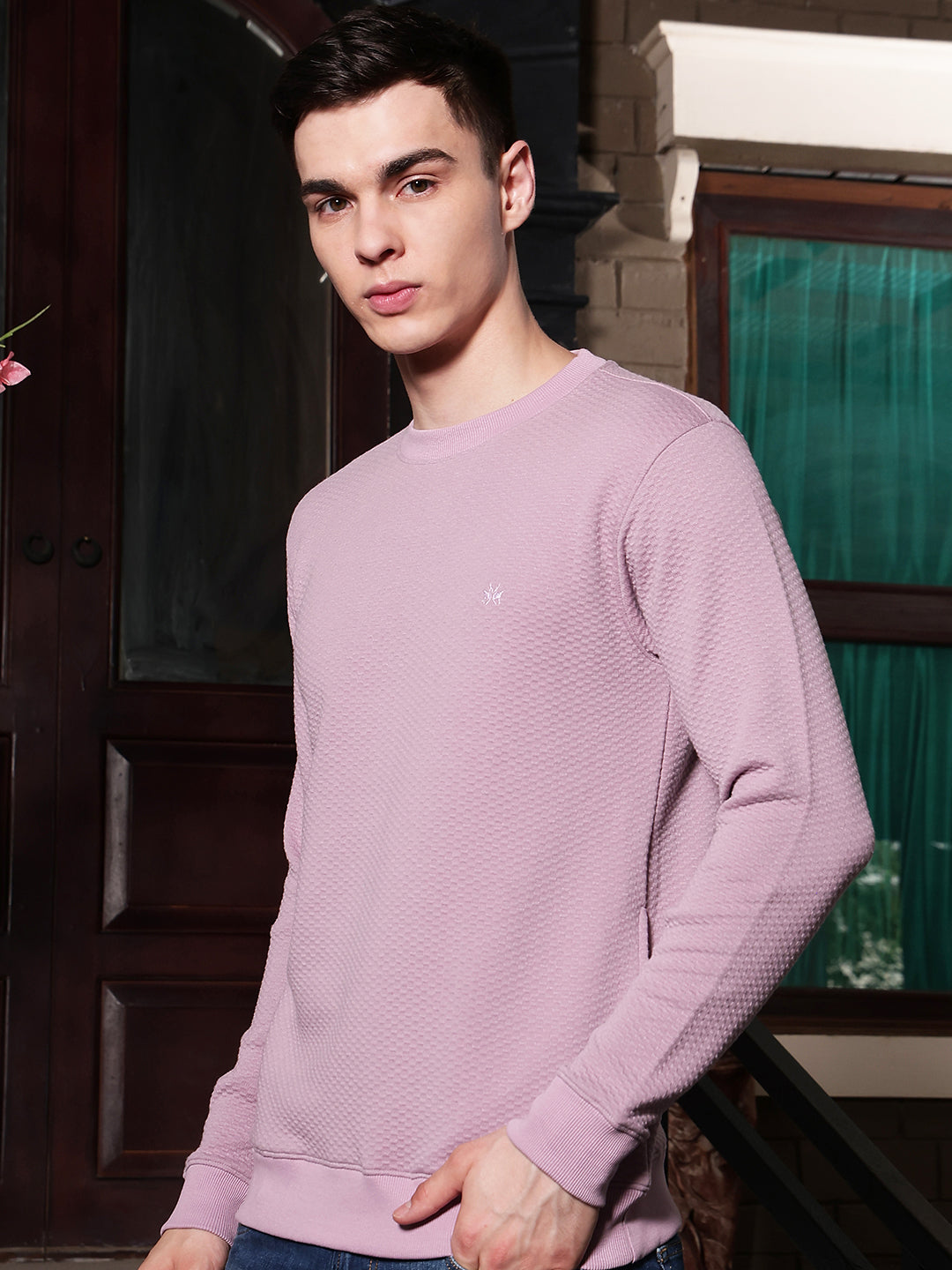 Contemporary Amethyst Purple Jacquard Sweatshirt