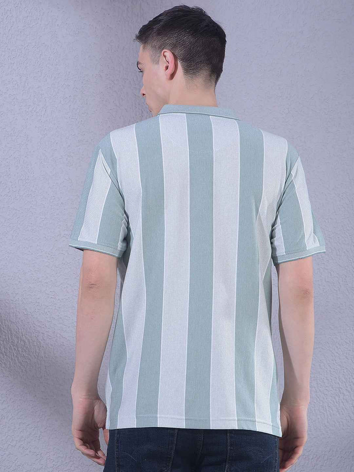 Green Vertical Striped T-Shirt