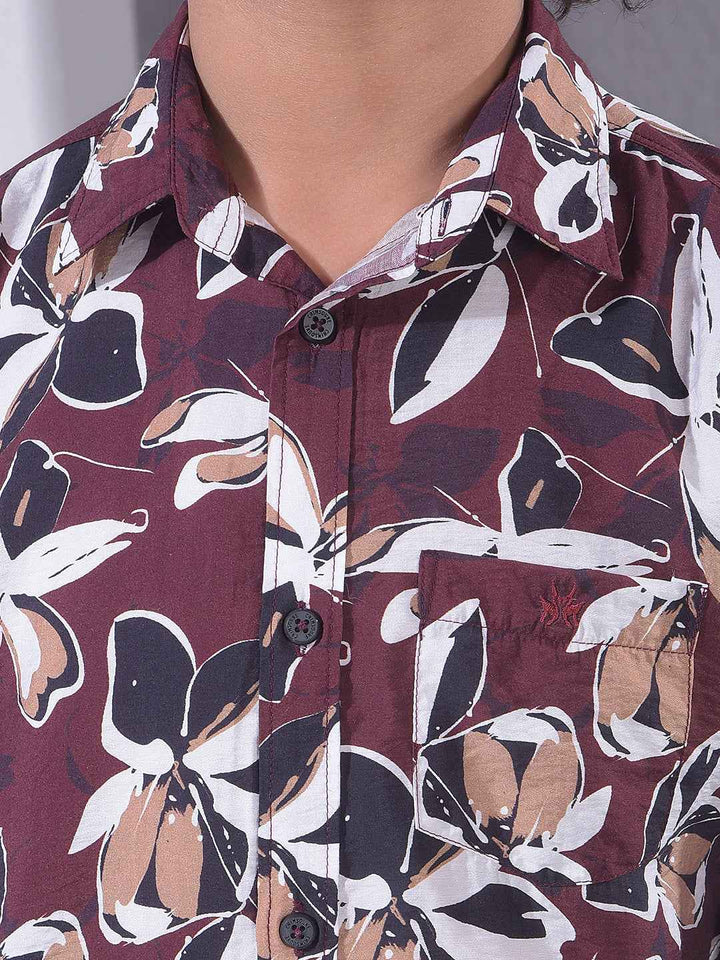 Brown Floral Print Shirt