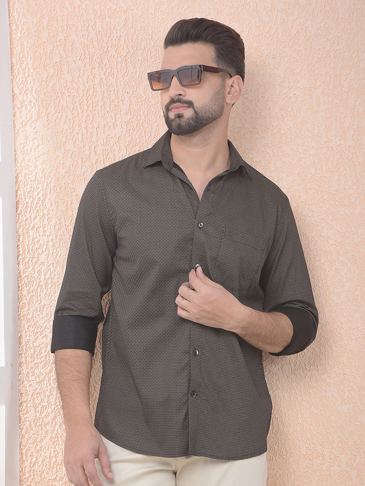 Brown Contemporary Motif Shirt