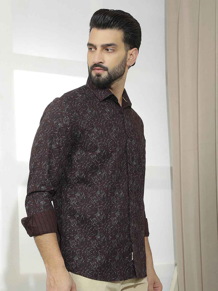 Wine Abstract Print Shirt