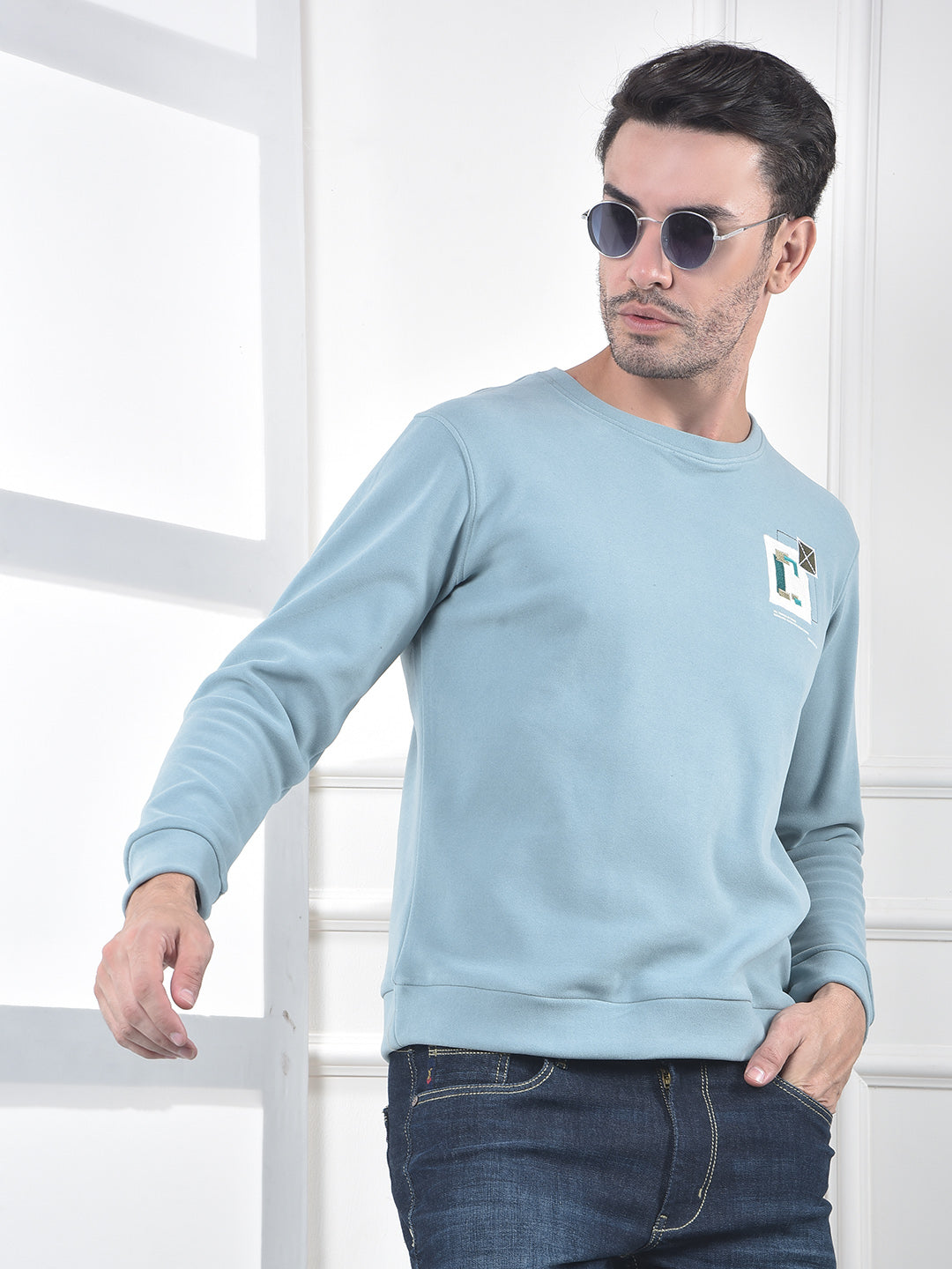 Blue Graphic Print Sweatshirt