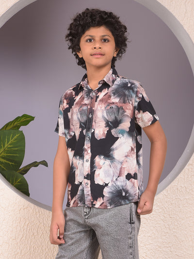 Brown Floral Print Shirt