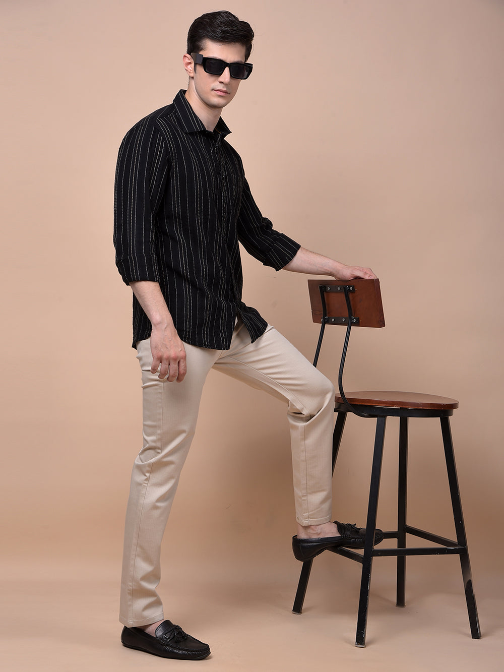 Black Vertical Stripes 100% Cotton Shirt