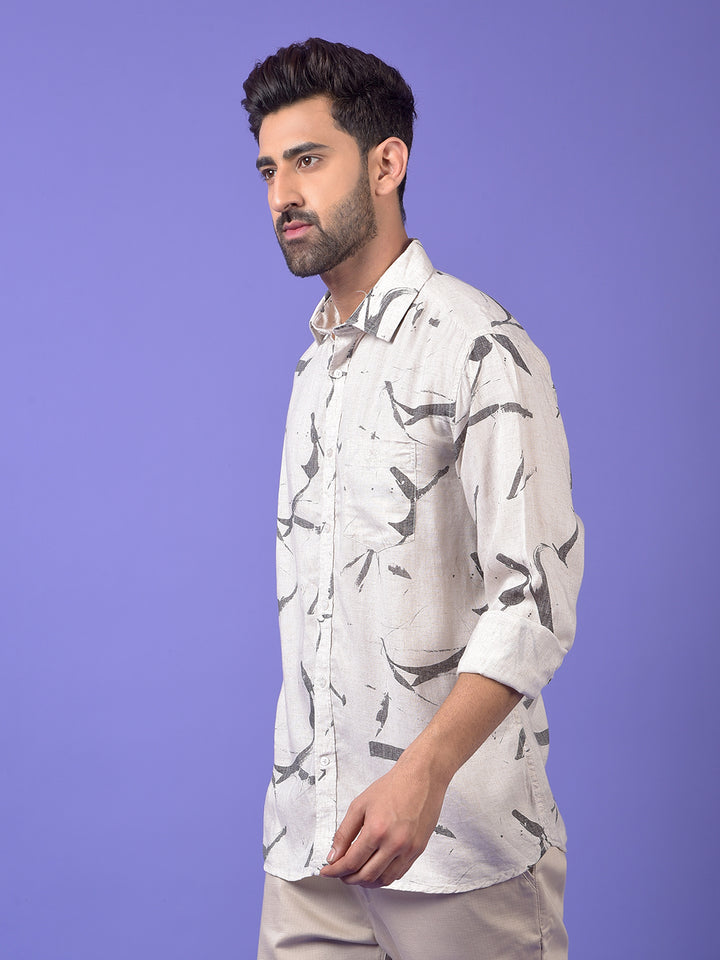 Black Printed Linen Shirt