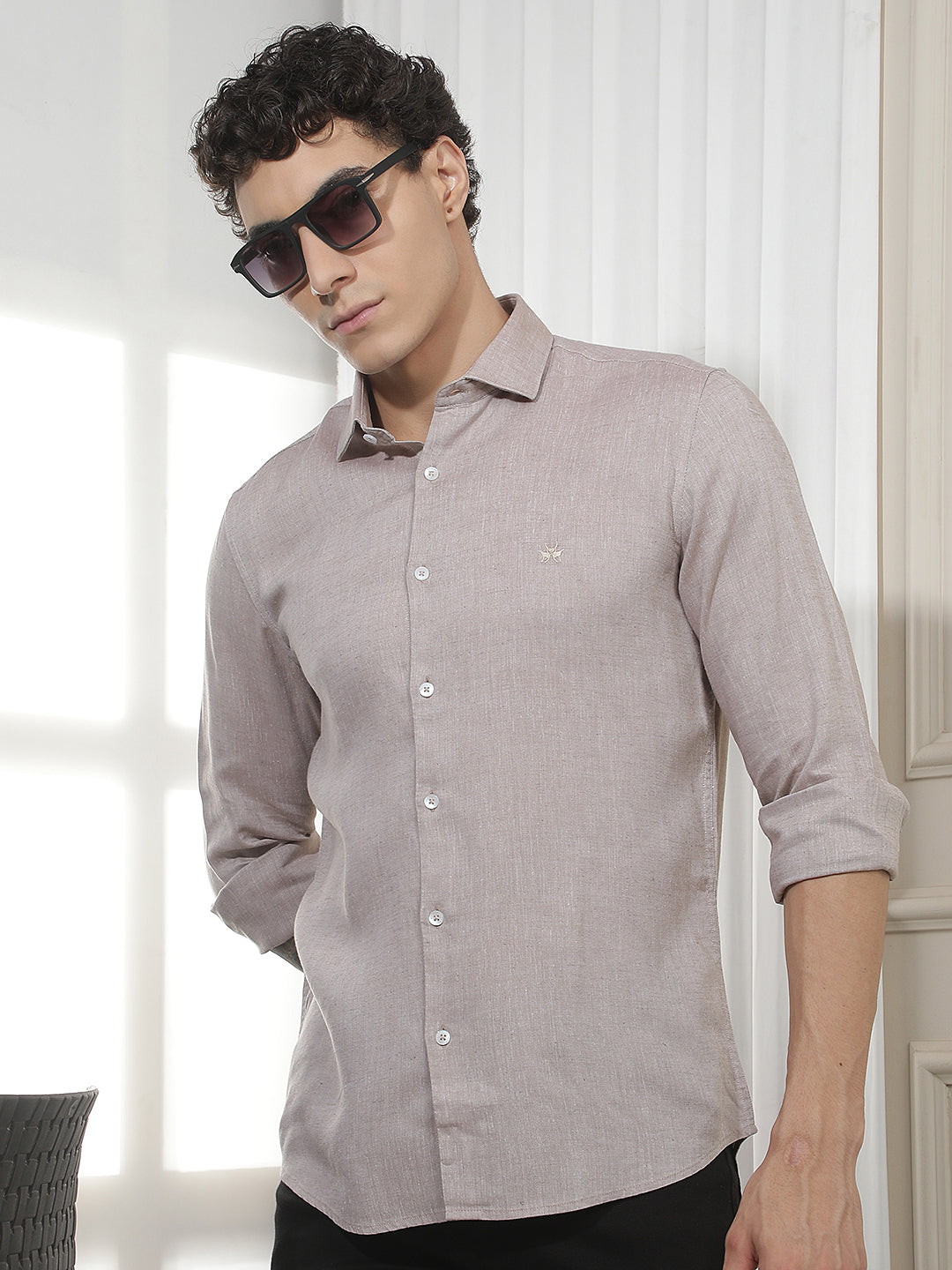 Brown Casual Linen Shirt