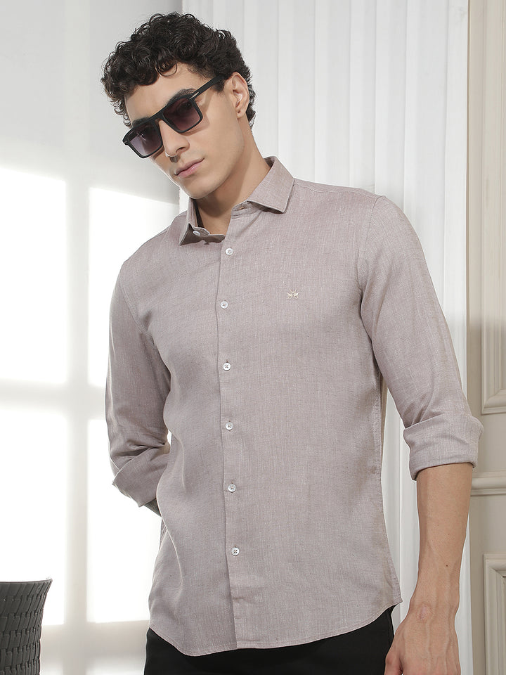 Brown Casual Linen Shirt