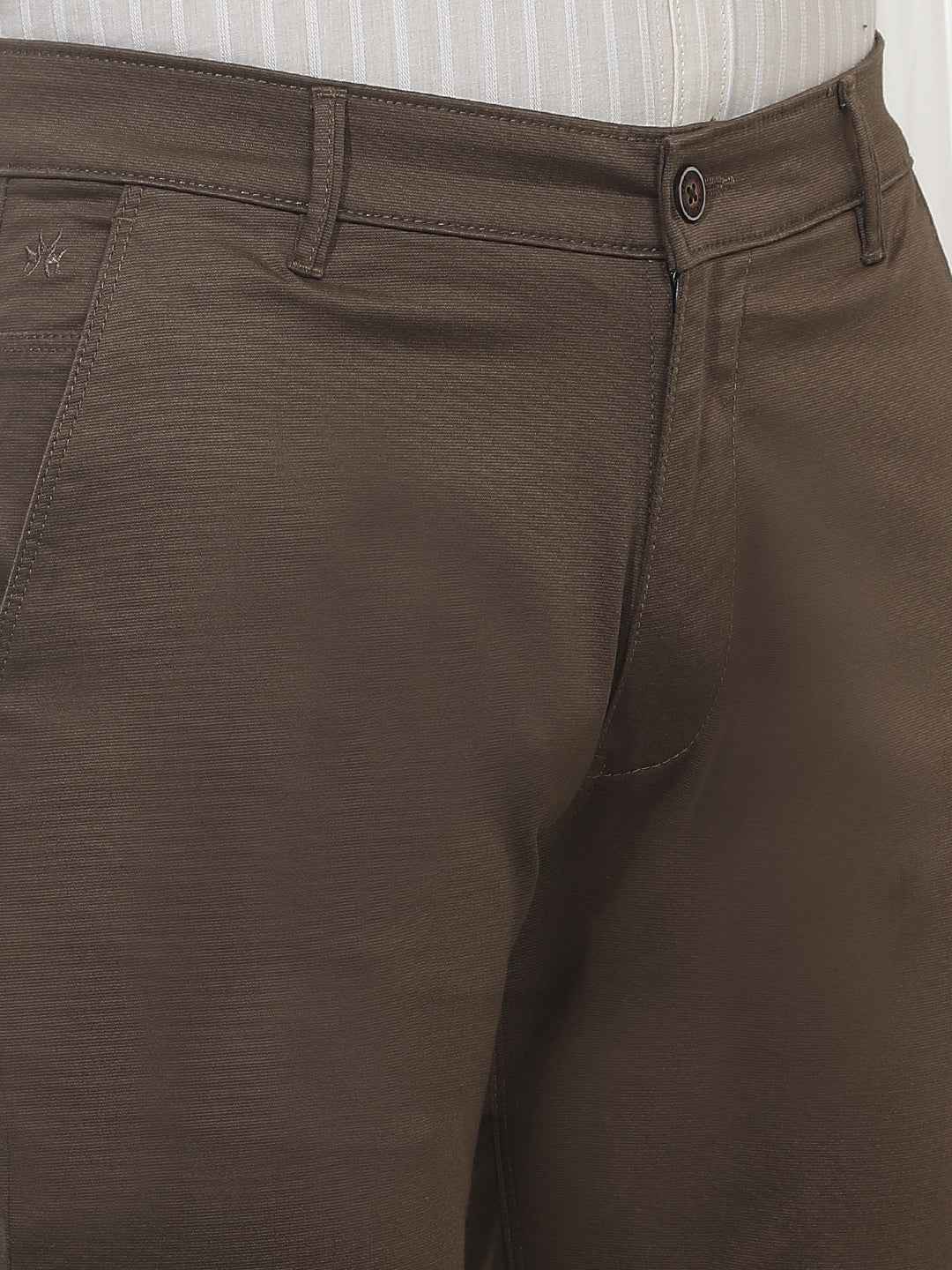 Brown Straight Cotton Trousers