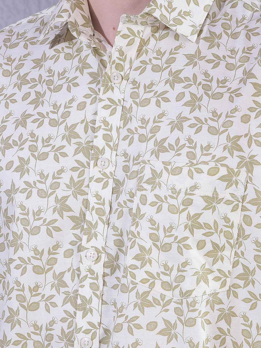 Olive Floral Print Shirt