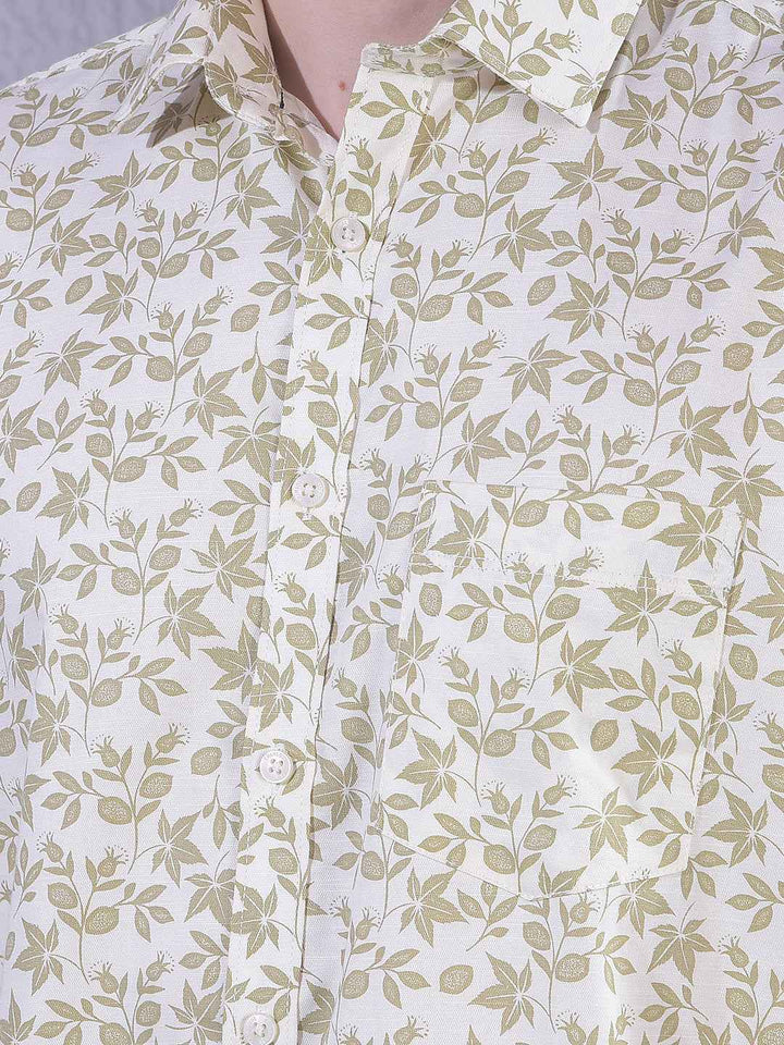 Olive Floral Print Shirt