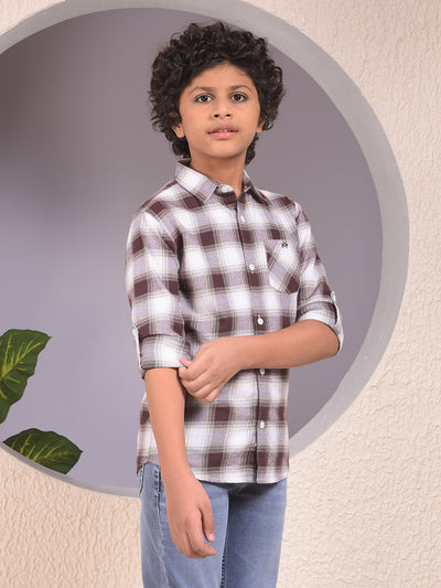 Brown Checked 100% Cotton Shirt