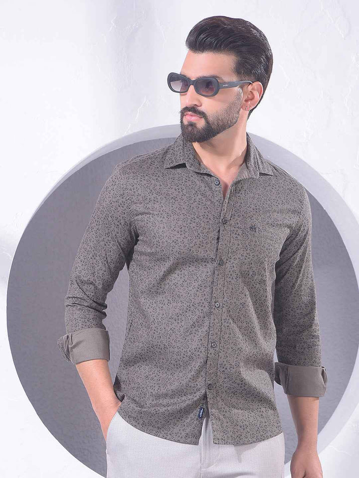 Grey Floral Print Shirt